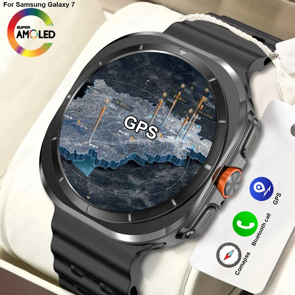 

Новинка GPS для Samsung Galaxy Watch 7 ультра AMOLED компас Смарт-часы мужские NFC Bluetooth звонок трек водонепроницаемые мужские Смарт-часы W7