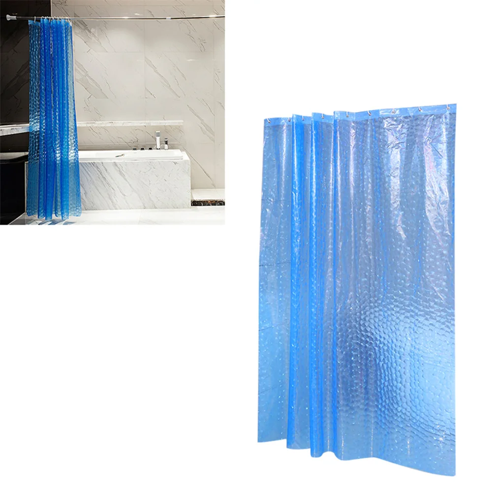 

Thick Eva Waterproof Bath Shower Curtain Blue 180X200 Cm Cool Design Sturdy Hooks For Home Hotel Dorm Bathroom Decoration