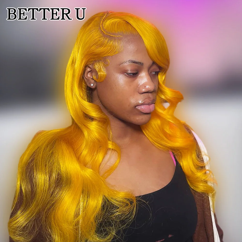 

Yellow 13x6 Human Hair Wig body wave 13x4 Lace Front Wig 613 Colored Pre-plucked Baby Hair Lace Front Wig 250 density