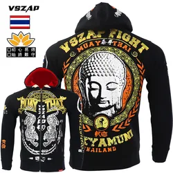 Vszap-Sudadera de manga larga para hombre, abrigo de MMA, boxeo de tigre tailandés, Lucha, Sanda, deportes dorados