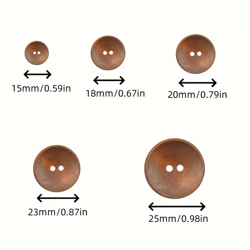 10/20/30pcs Vintage Wooden Buttons For Coats Windbreakers Cardigans Double-Sided Cashmere Finish Assorted Sizes 15/18/20/23/25Mm