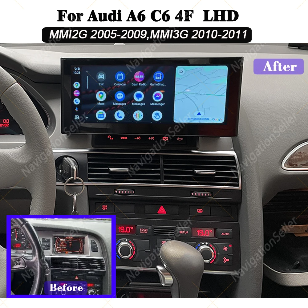 

Android Auto Screen For Audi A6 C6 4F Mmi 2G 3G 2005-2011 Carplay Head Unit Multimedia Navigation Autoradio Stereo Netflix Spoti