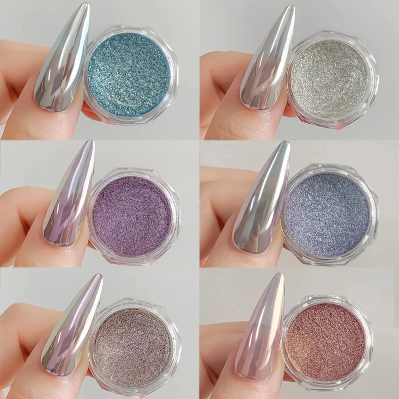 0.8g/1Jar Aurora Magic Mirror Nail Art Powder Metallic Effect Silk Moonlight Chrome Pigment Dust Xmas/Festival Glitter Powder #