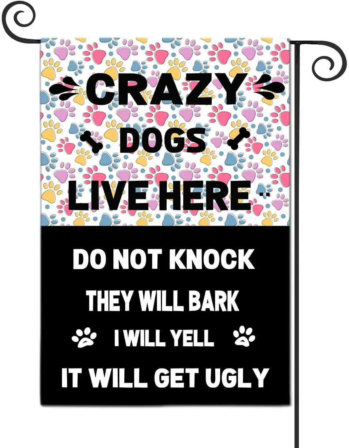 Crazy Dogs Live Here Funny Garden Flags Decorative Outdoor Flags Simple and Light 12 X 18 Inches Double Sided