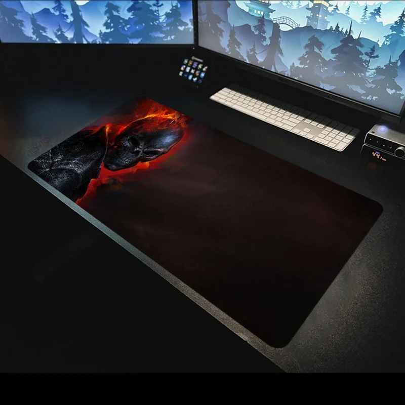 Alas Mouse besar tengkorak, aksesori Pc Anime bantalan Mouse besar, alas meja Gamer, alas Game Deskmat, bantalan kantor Xxl Desktop