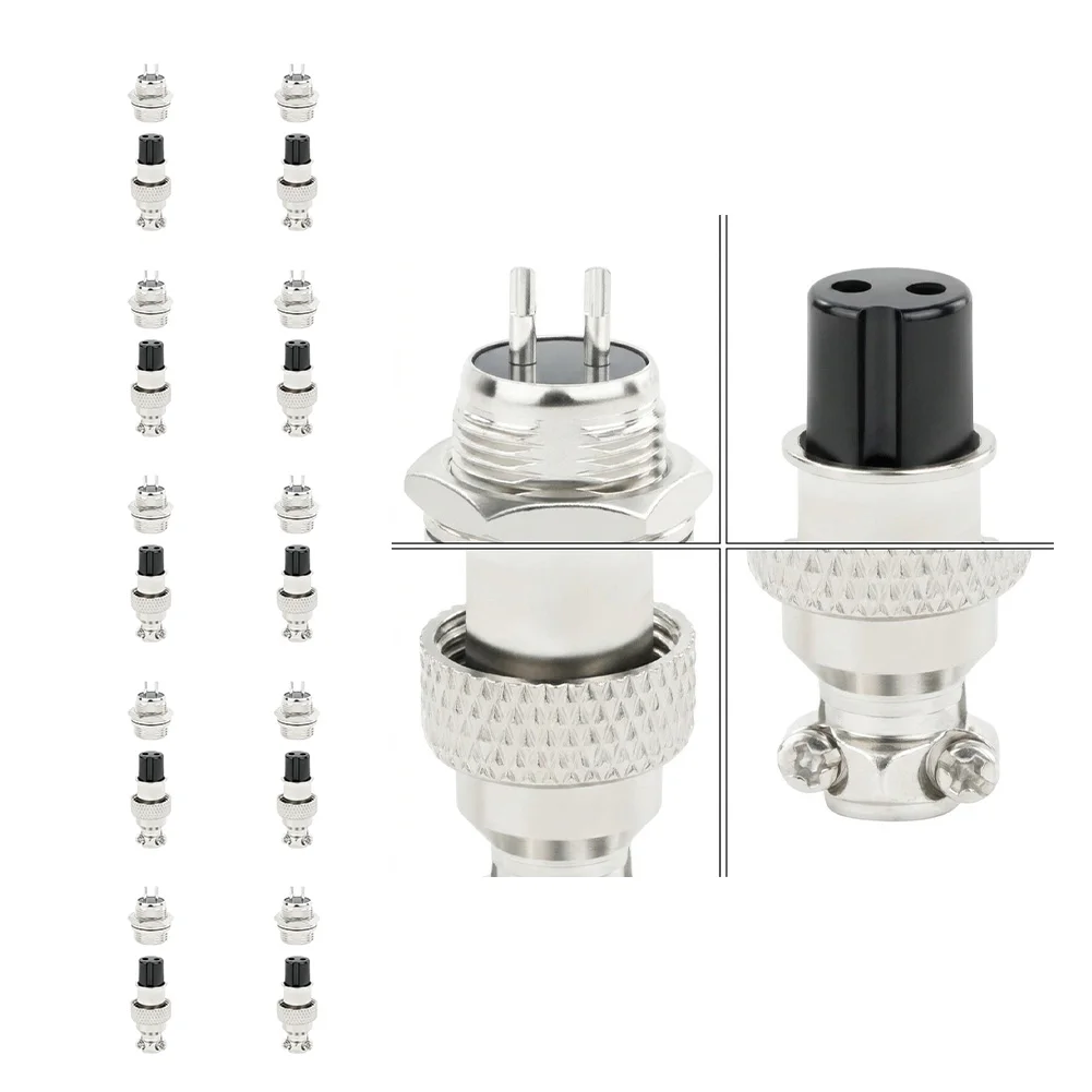10 Pairs GX12 Aviation Socket Connectors For Electrical Signal Audio Video Data Transmission Cable Wire