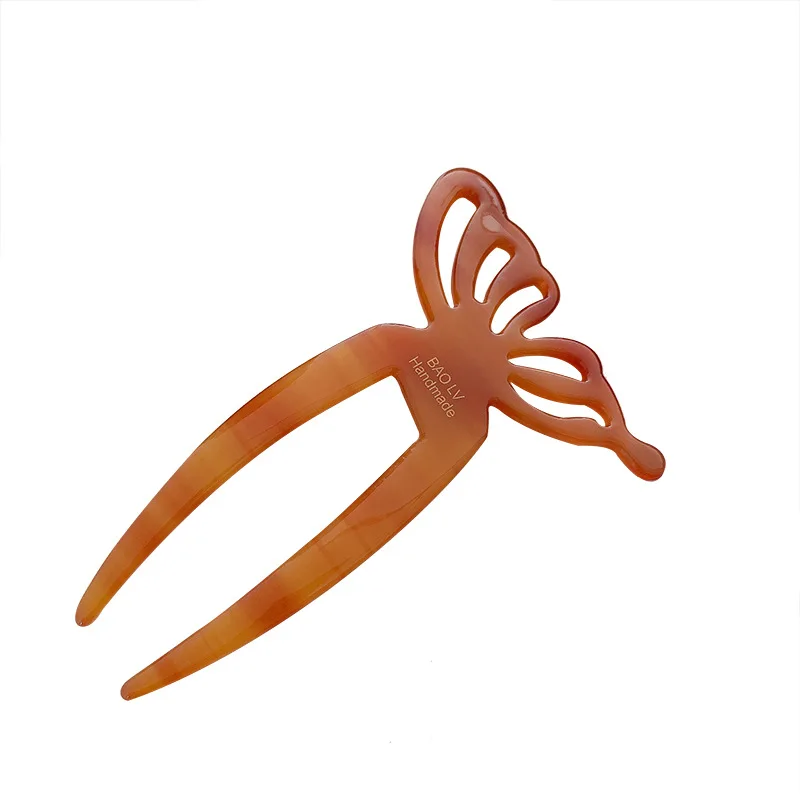 

New Hollow Butterfly Retro U-shaped Women Acetate Hair Stick