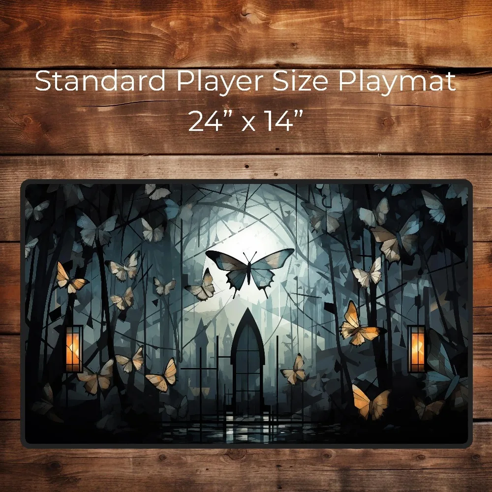 Illuminated Butterfly Grove - Custom Gaming Desk Pad For TCG and PC Gamers - Fantasy Butterfly Playmat TCG - tcg Gifts