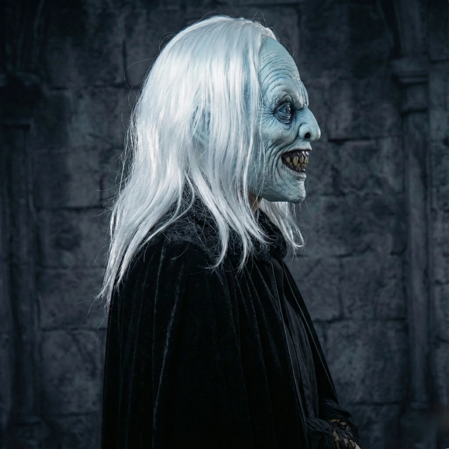 Masque fantôme effrayant unisexe pour adultes, cheveux longs blancs, appareil féminin, accessoire de Costume d'halloween pour fête et Cosplay