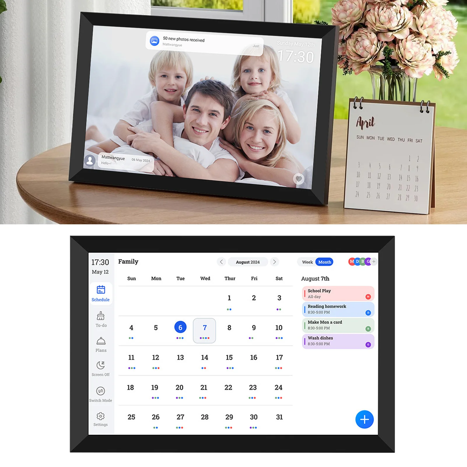 Digital Chore Chart 10.1in Smart Digital Calendar and Planner HD Touchscreen Smart Calendar with Chore Chart for Family