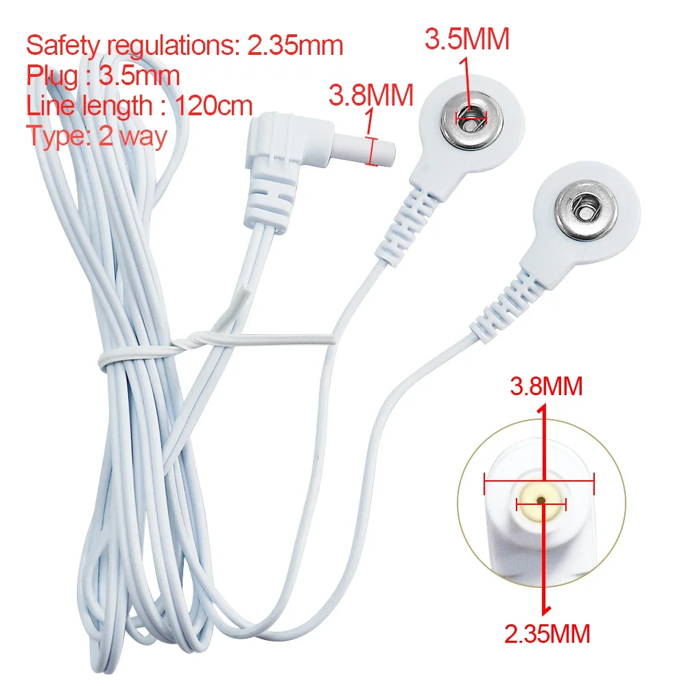 2.35mm Plug 2-way Electrode Wire for Tens Therapy Massage Machine EMS Muscle Stimulator Electrode Pad Electrode Cable Line Wires