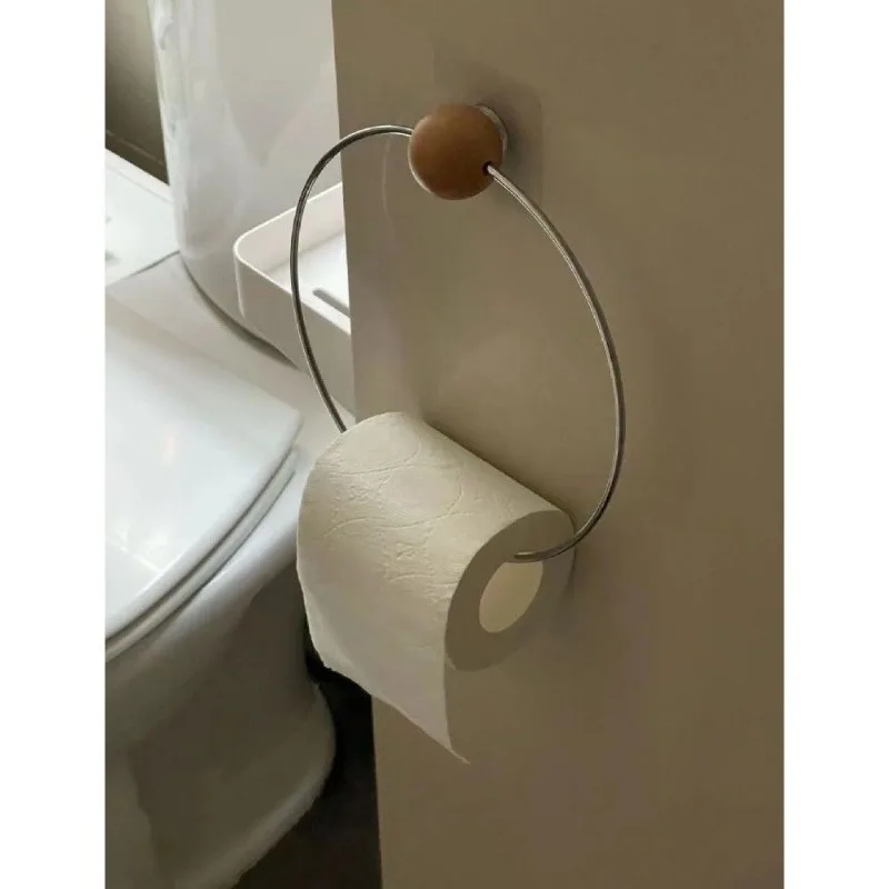Simple Roll Paper Tissue Holder High Appearance Light Luxury Decor Towel Ring Creative Tissue Storage Rack Mount No Drilling