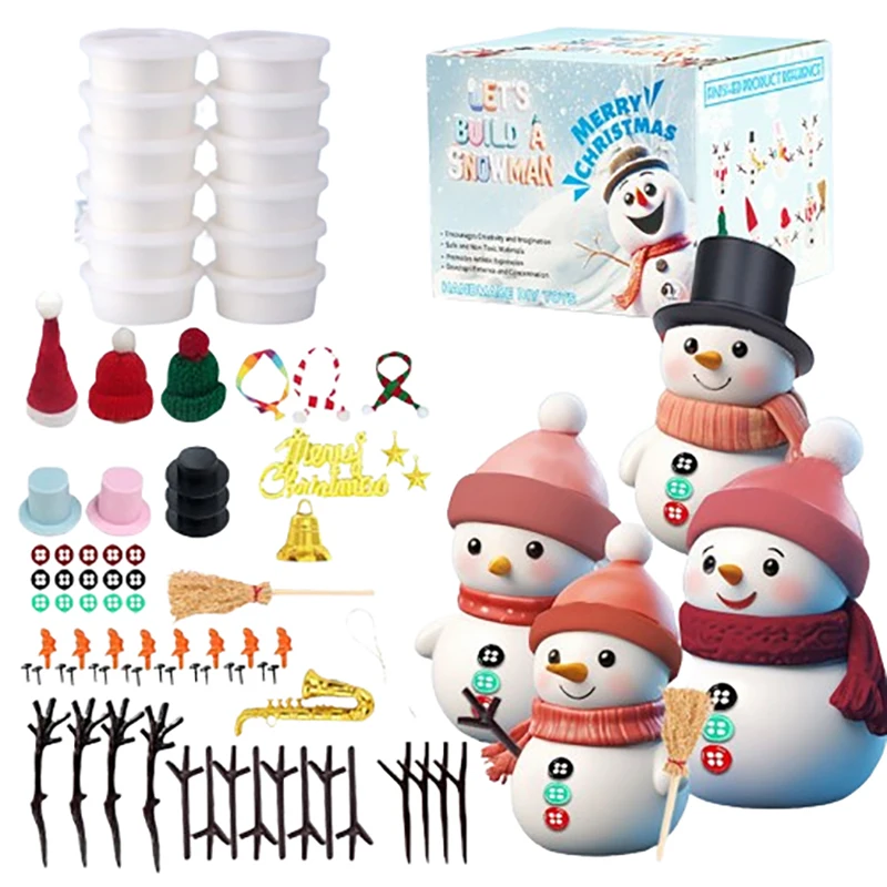 12Pack Modeling Clay DIY Snowman Kit,Air Dry Clay Snowman Crafts For Kids,Christmas Stocking Stuffers For Kids