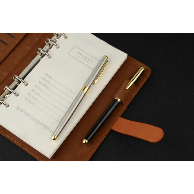 قلم حبر جاف عالي الجودة قلم توقيع الأعمال مادة من الستانلس ستيل أطراف قلم قابلة لإعادة الملء محطة مستلزمات المكتب والدراسة #4