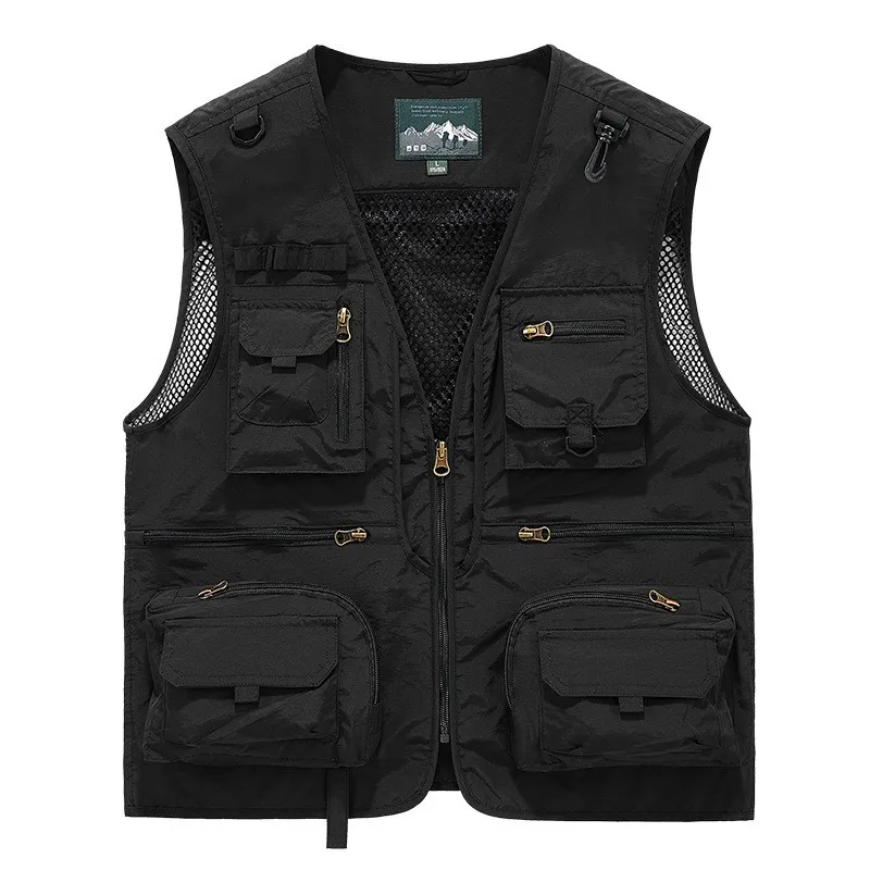 New mesh quick-drying vest for men's casual outdoor multi-bag fishing and photography waistcoat