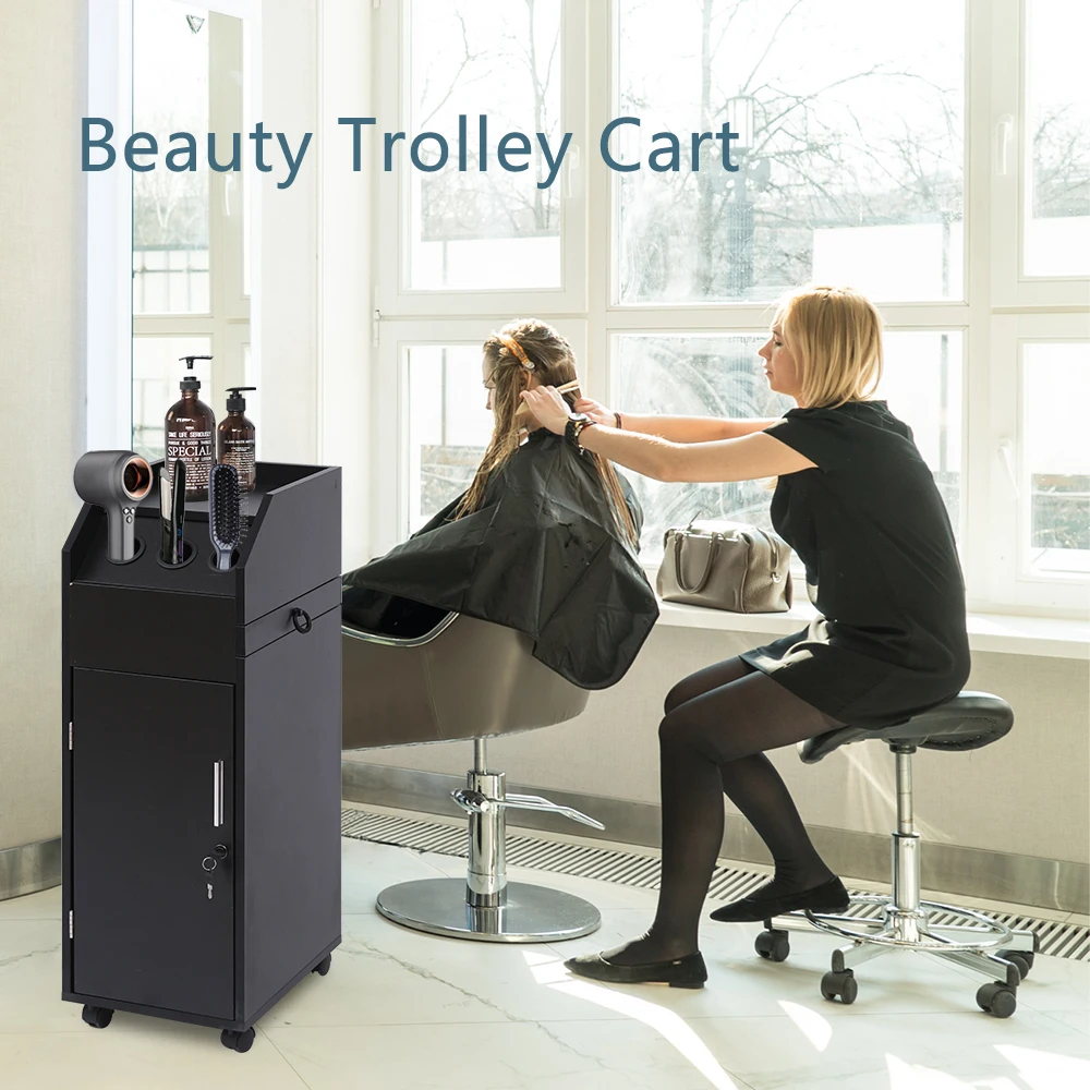 

Salon Trolley Cart Lockable with 4 Drawers Beauty Organizer for Salon Station Makeup Tool Cabinet Barber Station Hair Styling Sa