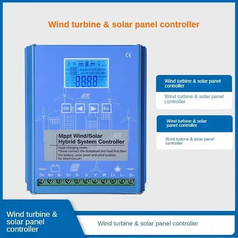 MPPT Wind Solar Hybrid Charge Controller Wind 1200W & Solar 1000W 12/24V/48V Automatic Hybrid Controller With Dump Load Resistor