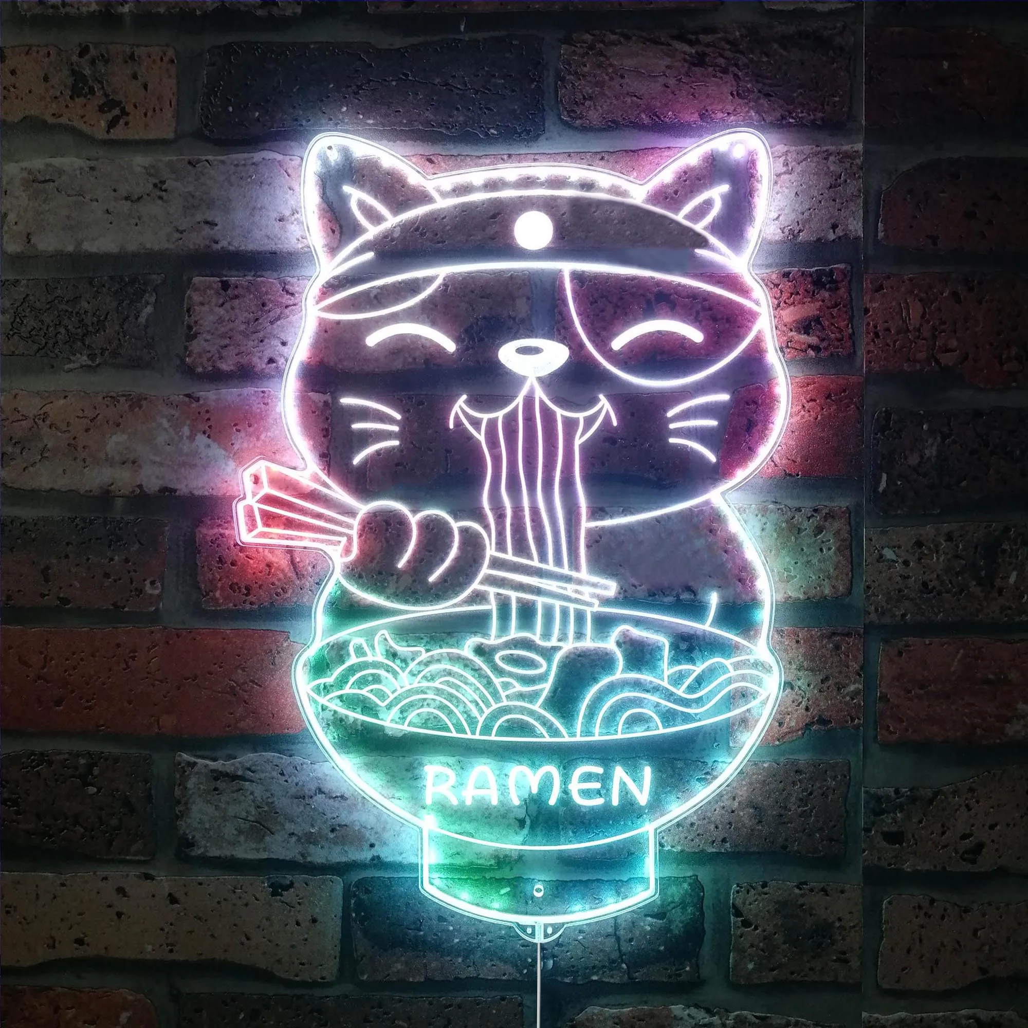 Ramen Cat Happy Face Noodle Restaurant Glam Led Neon Sign st06-fnd-i0028-c