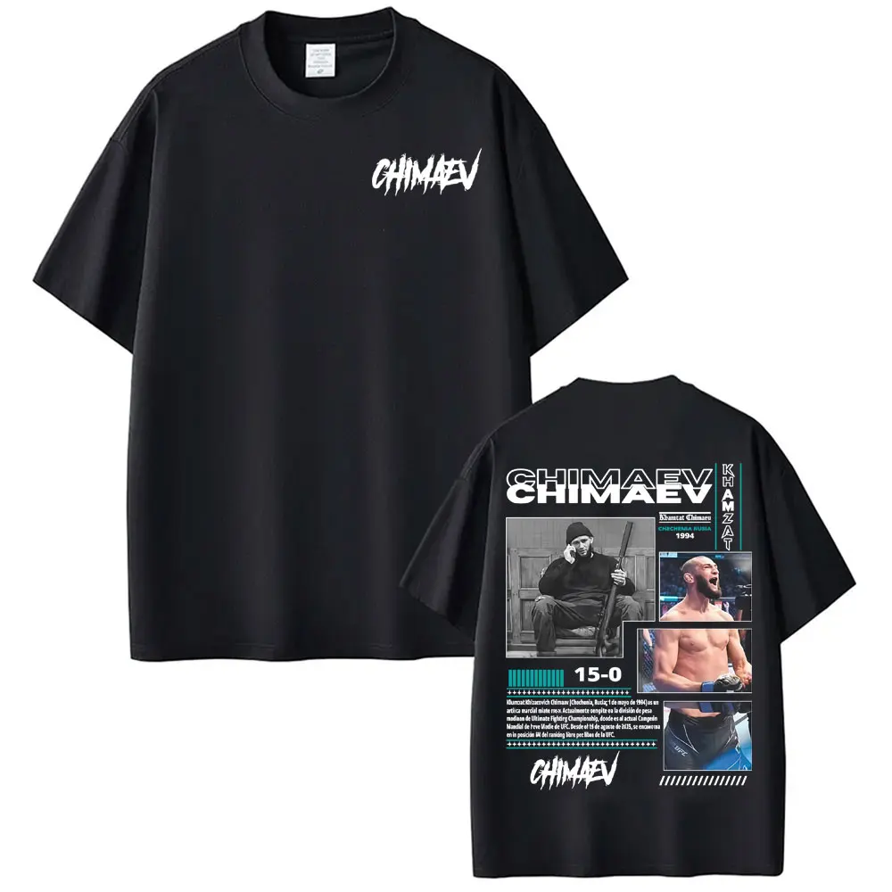 Khamzat Chimaev Grafik Abdeckung T Hemd Männer Frauen Mode Vintage Kurzarm T-shirts Baumwolle Casual Übergroßen T-shirt Streetwear