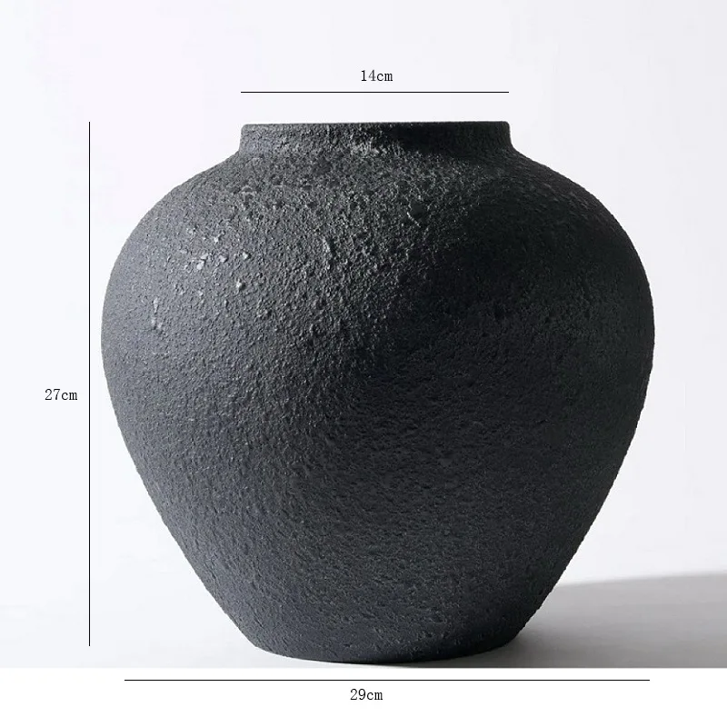 Vase high-end rough texture metal flower ware tea room flower pot
