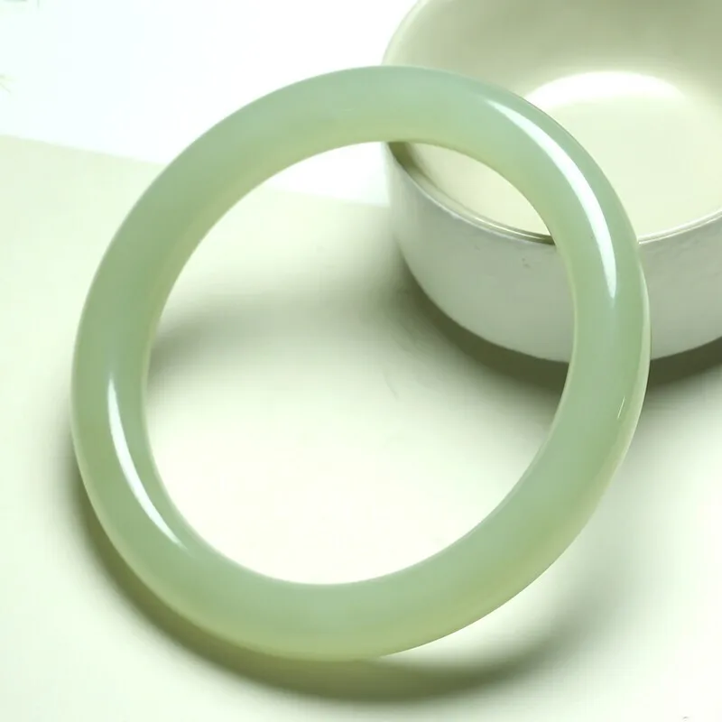 

Fine Jewelry Natural Hetian Nephrite Jade Round bar Woman jade Bracelet