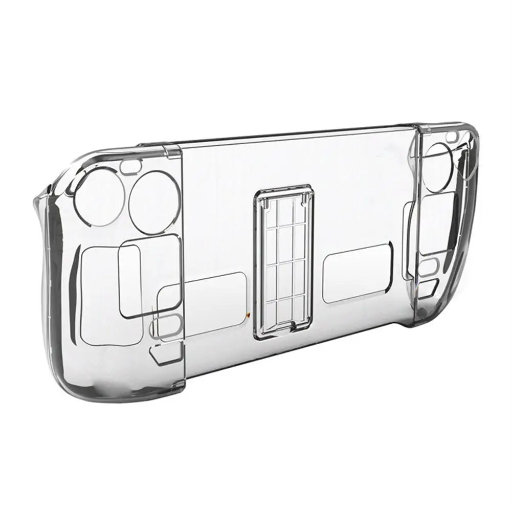 Casing Pelindung Keras untuk Steam Deck Cangkang Kristal Split Transparan dengan Stand untuk Konsol Game Steam Deck Aksesori Game