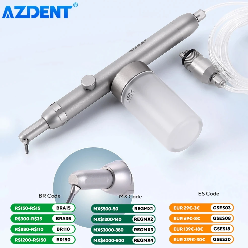 Dental Aluminum Oxide Sandblasting Gun AZDENT Micro Blaster Polisher 2/4 Holes Interface Microetcher Sandblaster Teeth Whitening