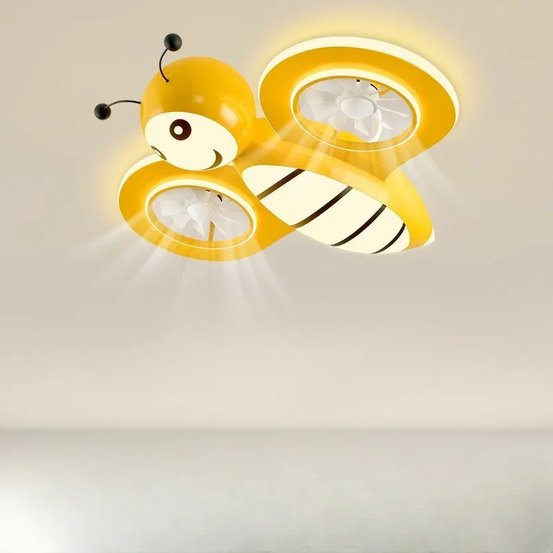 

Children's room fan light Cartoon Creative Bee Lamp Simple and modern bedroom light for men and girls' rooms