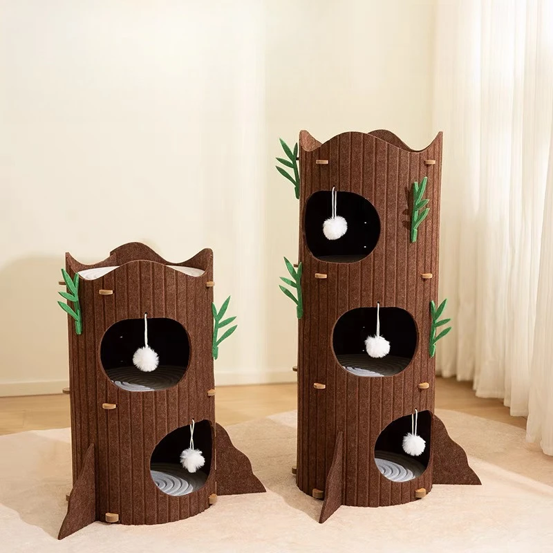 

Многослойный кошачий домик, 4-сезонное кошачье дерево с когтеточкой, закрытая теплая кошачья пещера на зиму