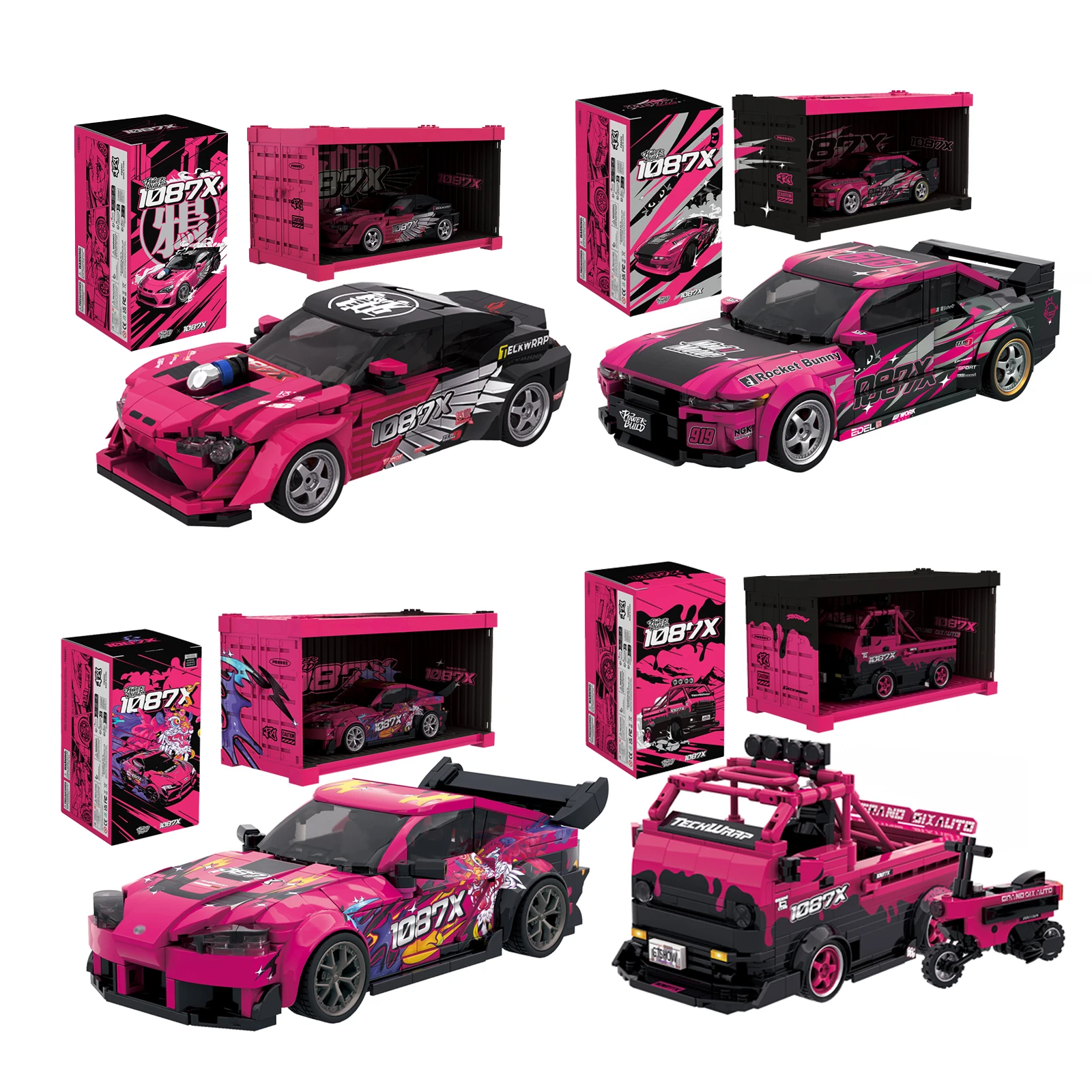 

8-Stud Car Building Block Model 1:18 Scale Mini Classic Car Technics-Compatible Assembly Kit Perfect Gift for Car-Loving Kid