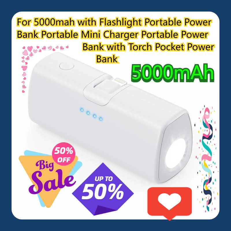 

For 5000mah with Flashlight Portable Power Bank Portable Mini Charger 5000mAh Portable Power Bank with Torch Pocket Power Bank