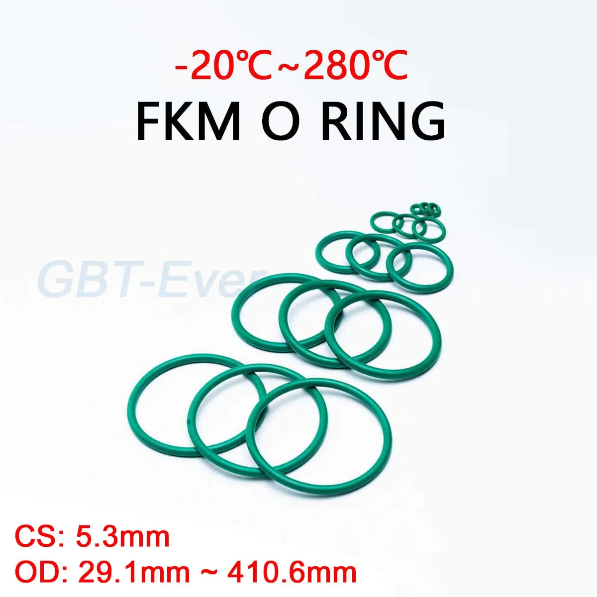 

FKM Green Fluorine Rubber O Ring CS 5.3mm OD 29.1mm~410.6mm O-Rings Sealing Gasket Washer Oil Resistant Acid & Alkali Resistant
