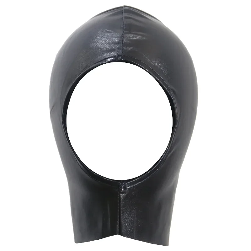 

Unisex Latex Sexy Role Play Open Eyes and Mouth Headgear Faux Leather Full Face Mask Hood for Cosplay Party Costume Accessories