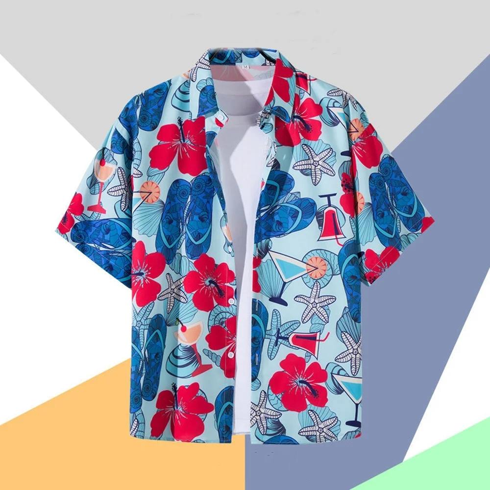 

2024 Beach Hawaiian Casual Men's Shirt Outdoor Street Casual Daily Fall Turndown Short Sleeve Fashion Buttoned Shirt For Boys