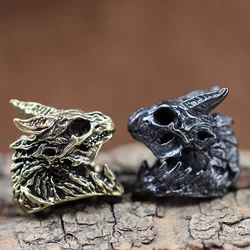 Dinosaur Skeleton Head Brass Knife Beads DIY Paracord Bracelets Accessories EDC Umbrella Rope Woven Lanyard Keychains Pendants