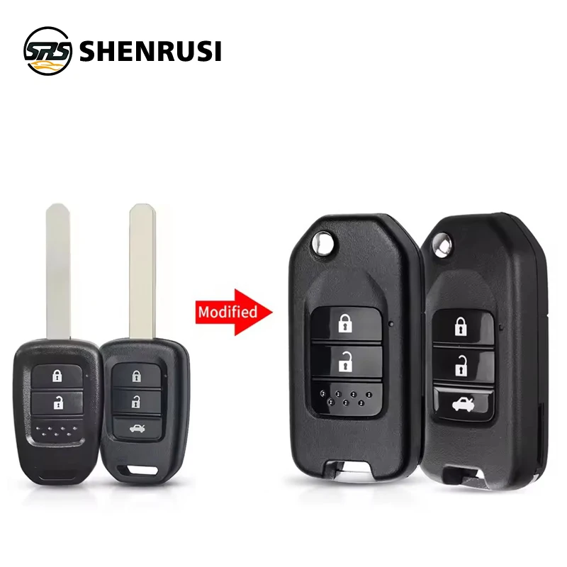 SHENRUSI 2/3 Buttons For Honda FIT XRV VEZEL CITY JAZZ CIVIC HRV Modified Flip Remote Key Shell