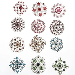12PCS Clear Crystal Rhinestones Brooches For Women Wedding Bridal Gold Plated Brooch Pins For DIY Wedding Bouquet Kits