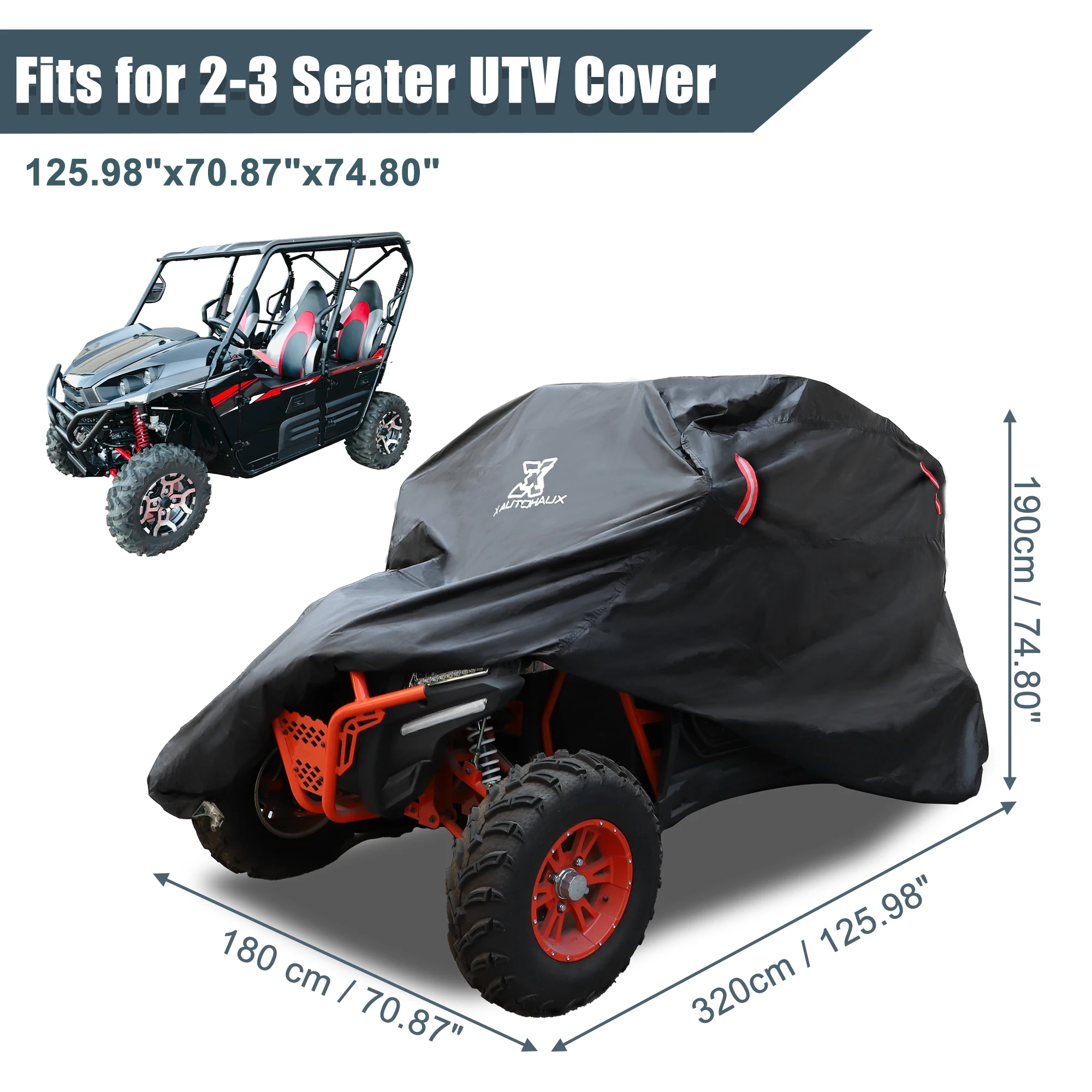 

Uxcell UTV Cover Waterproof 210D All Weather Protection Full Covers for Can-Am Defender for Polaris Kawasaki Side by Side UTV