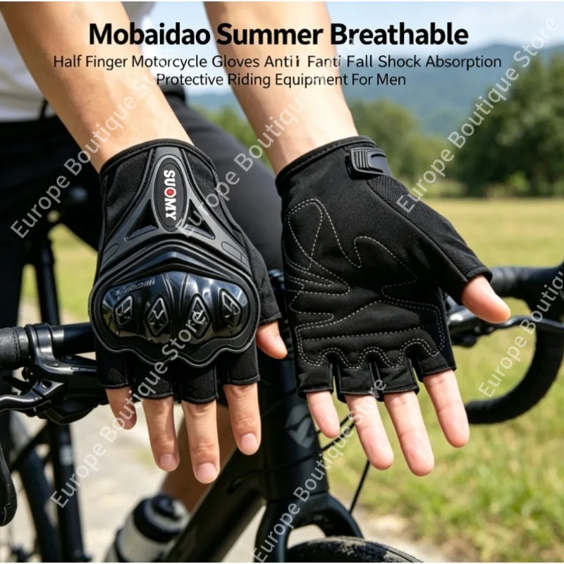 

2026 New Summer Half Finger Motorcycle Gloves Anti Fall Off Road Racing 4 Seasons Riding Gear Unisex