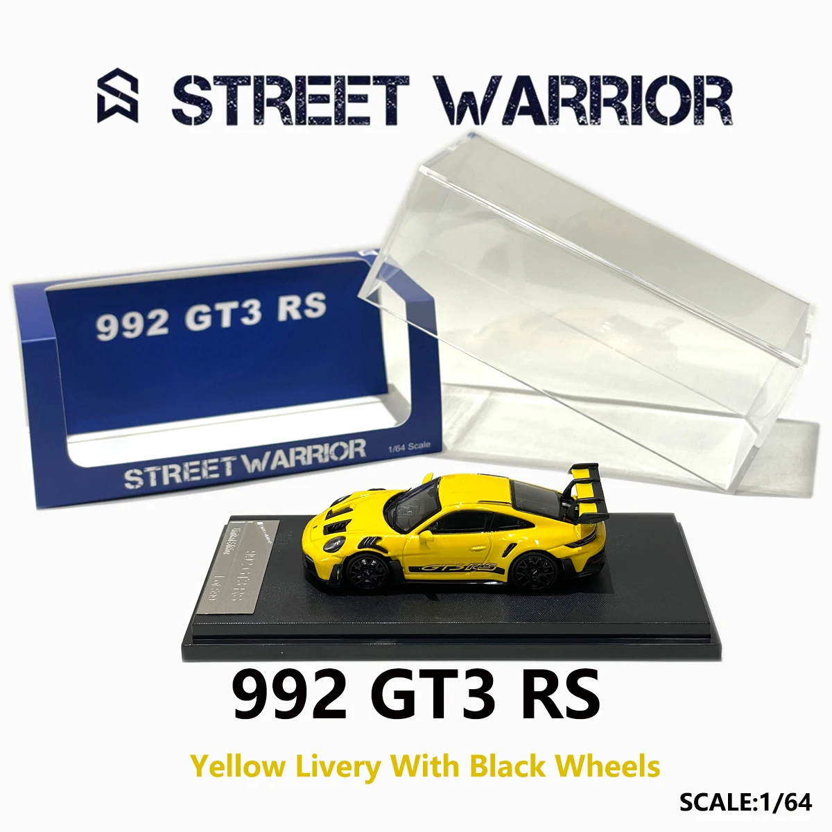 In Stock 1:64 Street Warrior 911 992 GT3 RS Gulf/Cream White/Pearl White Livery Set Collection Diecast Model Car view 6