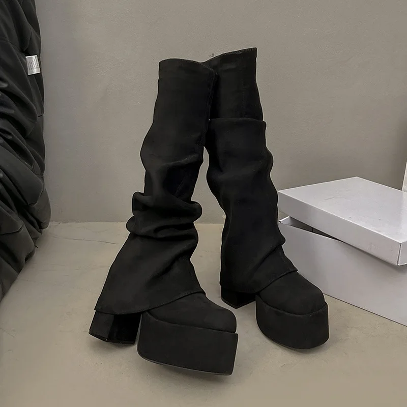 

Japanese Style High-heeled Boots, 2025 Autumn/winter Round Toe High Boots for Women