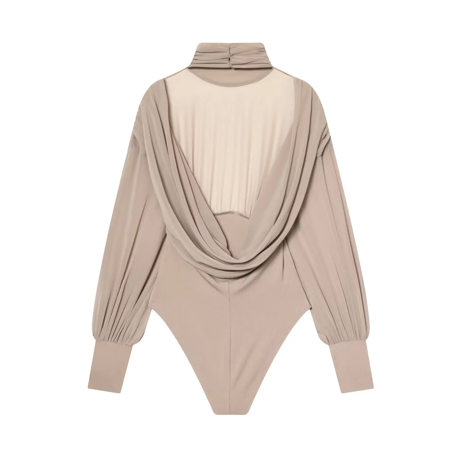 Bsay Stand Collar Fold Jumpsuit Women's Clothing Fashion Sexy Backless Long Sleeved Bodysuit Chic Female Bustier Tops Mujer