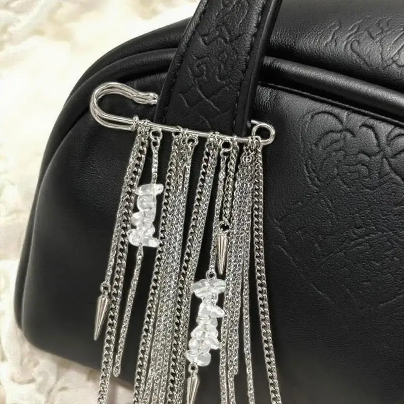 

Fashion Silver Tassel Brooch Button Clasps Fixed Clothes Pin Bag Pendant Detachable Jean Fit Tighten Buckle Trouser Leg Decore