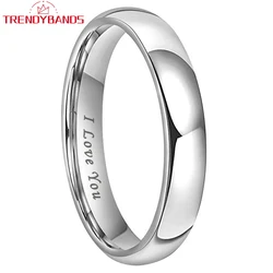 Trendyband Tungsten Carbide Wedding Band Engagement Couple's Jewelry 4mm 5mm 6mm 7mm 8mm 10mm I Love You Engraved Ring