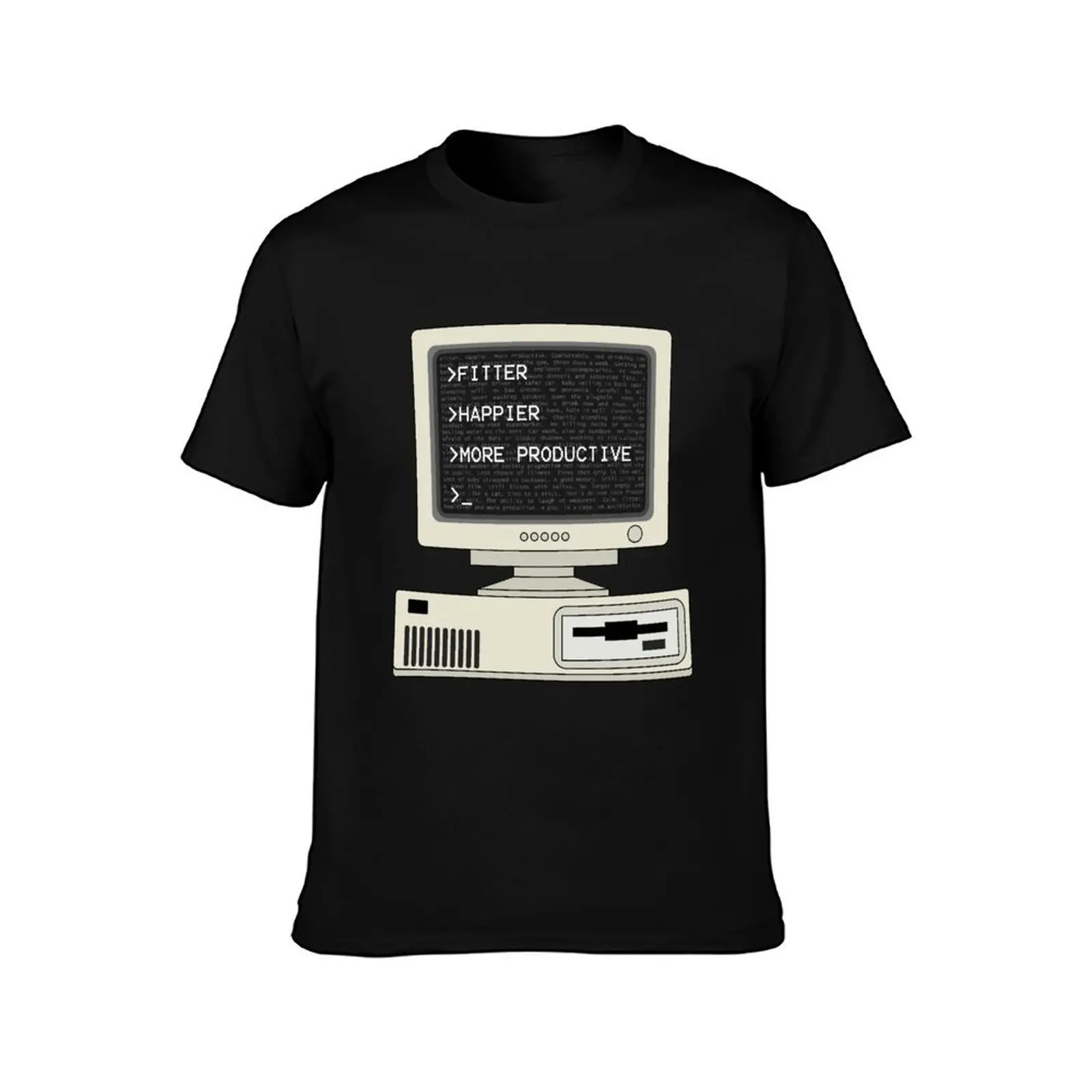 >Fitter >Happier T-Shirt Fashion Simple Casual Tee Shirt T-Shirt