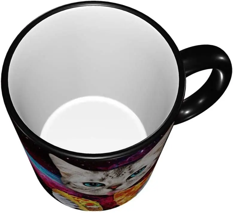 Space Cat Pizza Ceramic Coffee Mug Unique Best Gifts Microwave and Dishwasher Safe Funny Tea Cup 11oz