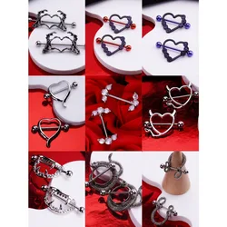 1pair Gothic Stainless Steel Skeleton Breast Ring Love Tooth Demon Snake Multiple Breast Rings Jewelry Piercing