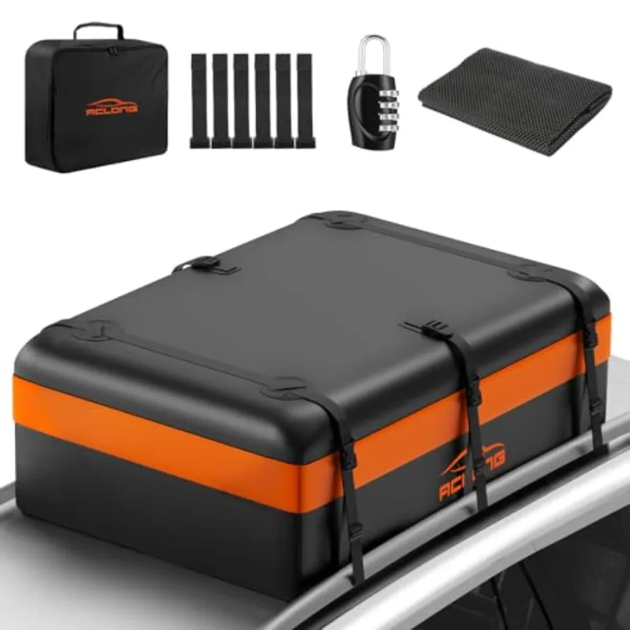 

Car Roof Bag 21 Cubic Feet Waterproof 840D Heavy Duty Rooftop Cargo Carrier Bag for All Cars with/Without Racks Includes Anti-S