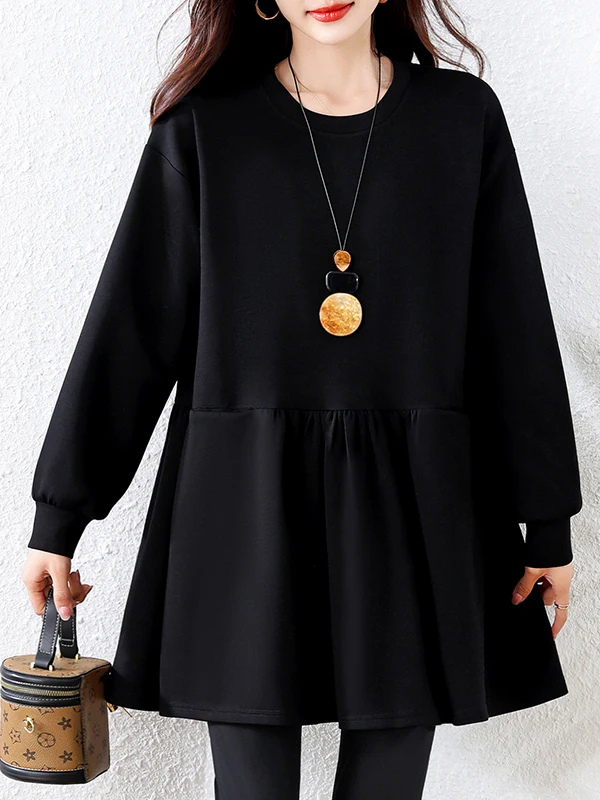 هودي نسائي بمقاسات كبيرة للخريف والشتاء بلون واحد، ملابس نسائية بمقاسات كبيرة، تصميم يخفي الجسم وينحفه، هودي عصري على الطراز ...