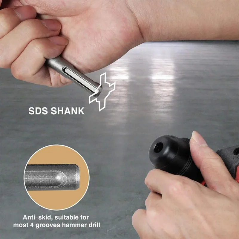Zestaw 8 szt. wierteł do młotowiertarki 3/16" 1/4" 5/16" 3/8" i 1/2" SDS do muru, betonu, bloków, cegieł, kamienia, wiertła udarowe